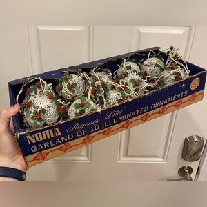 NOMA Regency Lites Garland With Illuminated Ornaments In Original Open Box MCM